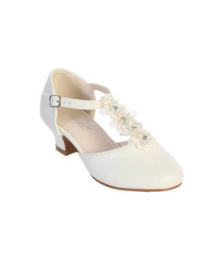 Tip Top Kids S142 Ivory Girls T-Strap Girls W/ Flowers - Size: 1Y | Pink Princess Tip Top Kids S142 Ivory Girls T-Strap Girls W/ Flowers - Size: 1Y | Pink Princess
