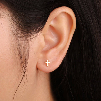 Tiny Cross Stud Earrings